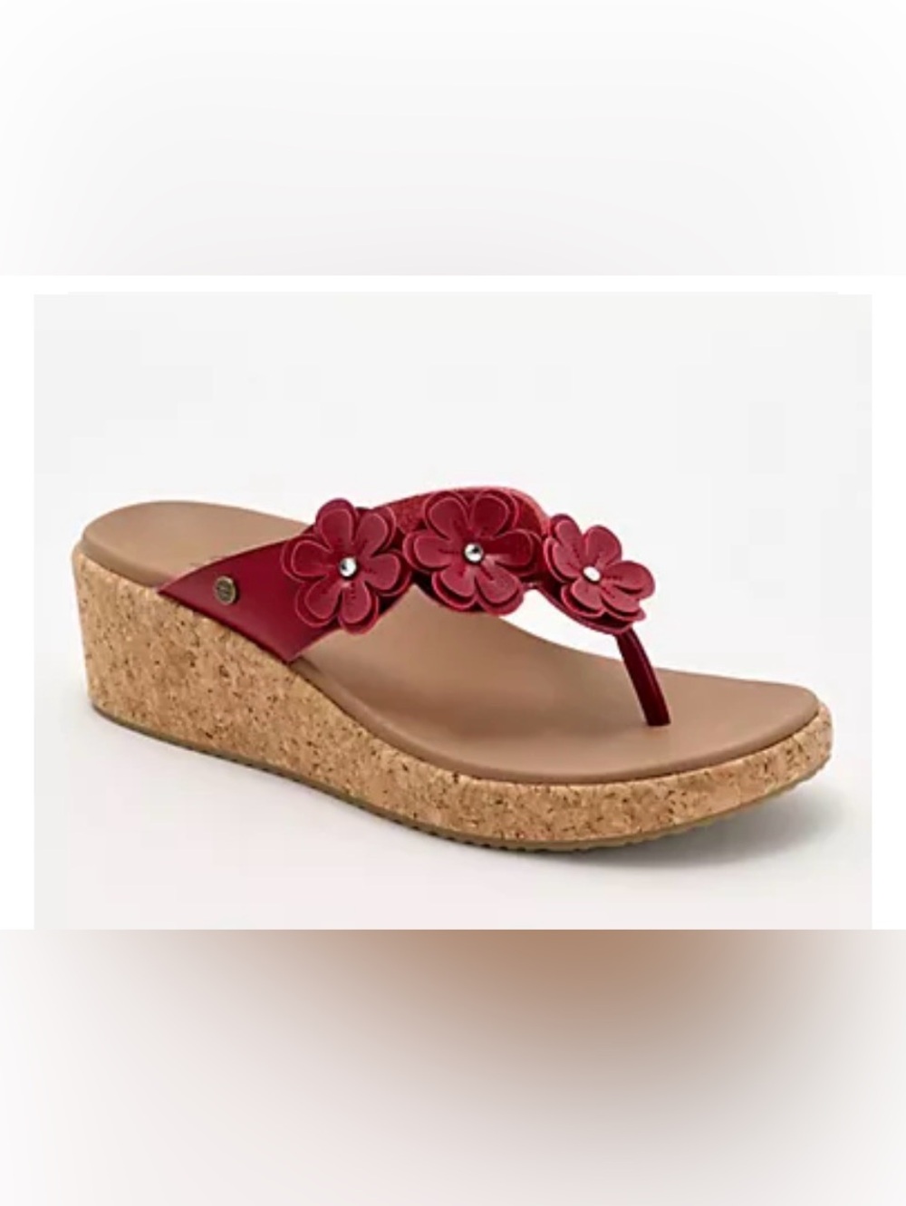 Sketchers Cali Arch Fit Floral Wedge Thong Sandal Red Size 8 NWT